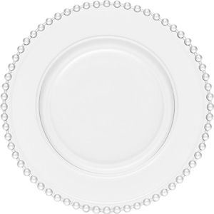 Kit 24 Pratos Rasos de Vidro Cristal 28cm Transparente Pearl Wolff Restaurante Buffet Redondos