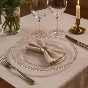 Kit 24 Pratos Rasos de Vidro Cristal 28cm Transparente Pearl Wolff Restaurante Buffet Redondos