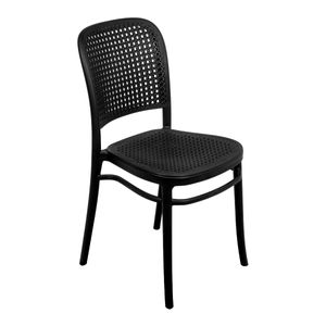 Cadeira Amis em Polipropileno Preta Simulando Palha no Assento e Encosto Or Design