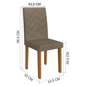 Kit 6 Cadeiras de Jantar Estofadas 43,5cm Multimóveis CR50218