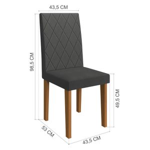 Kit 4 Cadeiras de Jantar Estofadas 43,5cm Multimóveis CR50219