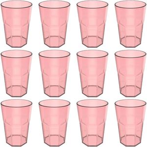 Kit 12 Copos Plásticos Rosa Quartzo 400ml Água Suco Bebidas Ou Translúcido