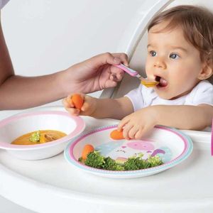 Kit Colher Silicone e Prato 21cm Introdução Alimentar Animal Fun Bebê Buba