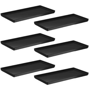 Kit 6 Pratos 27x13cm Bandejas para Servir Preto Plástico Coza Comida Japonesa Petiscos