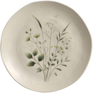 Conjunto Prato Raso 26,5cm e Prato de Sobremesa 19,5cm Cerâmica Orgânico Ammi Floral Porto Brasil