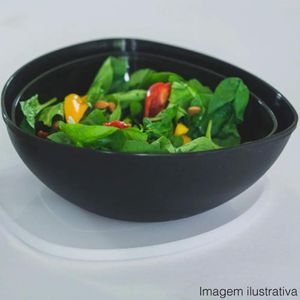 Saladeira Triangular Tigela 3,5L Cozinha Plástico Saladas Preta Essential Coza