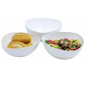 Saladeira Triangular Essential 2,5L Branco Tigela de Plástico Bacia Pipoca Pote Sobremesa Coza