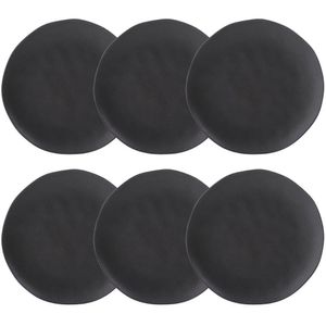 Conjunto 6 Pratos Rasos Cerâmica Orgânico Preto Matte 26,5cm Porto Brasil Mesa Posta Jantar Almoço