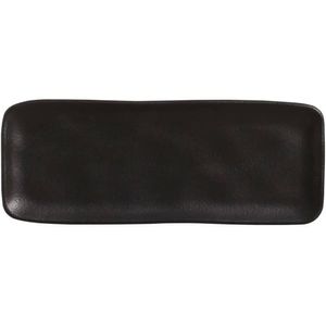 Travessa Preta Orgânica 33x13cm Cerâmica Sushi Porto Brasil Hygge Prato Retangular