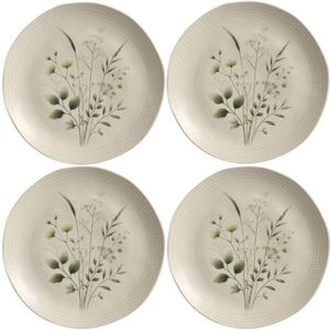 Kit 4 Pratos Rasos Ammi Orgânico Cerâmica Floral 26,5cm Porto Brasil Mesa Posta