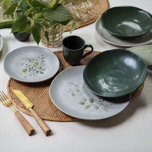 Jogo Prato Fundo Caneca e Bowl Cerâmica Orgânica Verde Arauc