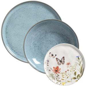 Jogo Pratos Cerâmica Raso 27cm Fundo 830ml e Sobremesa 21,5c