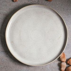 Kit 12 Pratos Rasos Bio Latte 27cm Cerâmica Stoneware Off White Mesa Posta