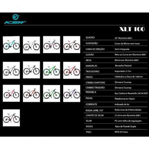 Bicicleta Aro 29 Ksw Xlt 24 Marchas Shimano Freio Hidraulico Quadro 17 Branco-preto