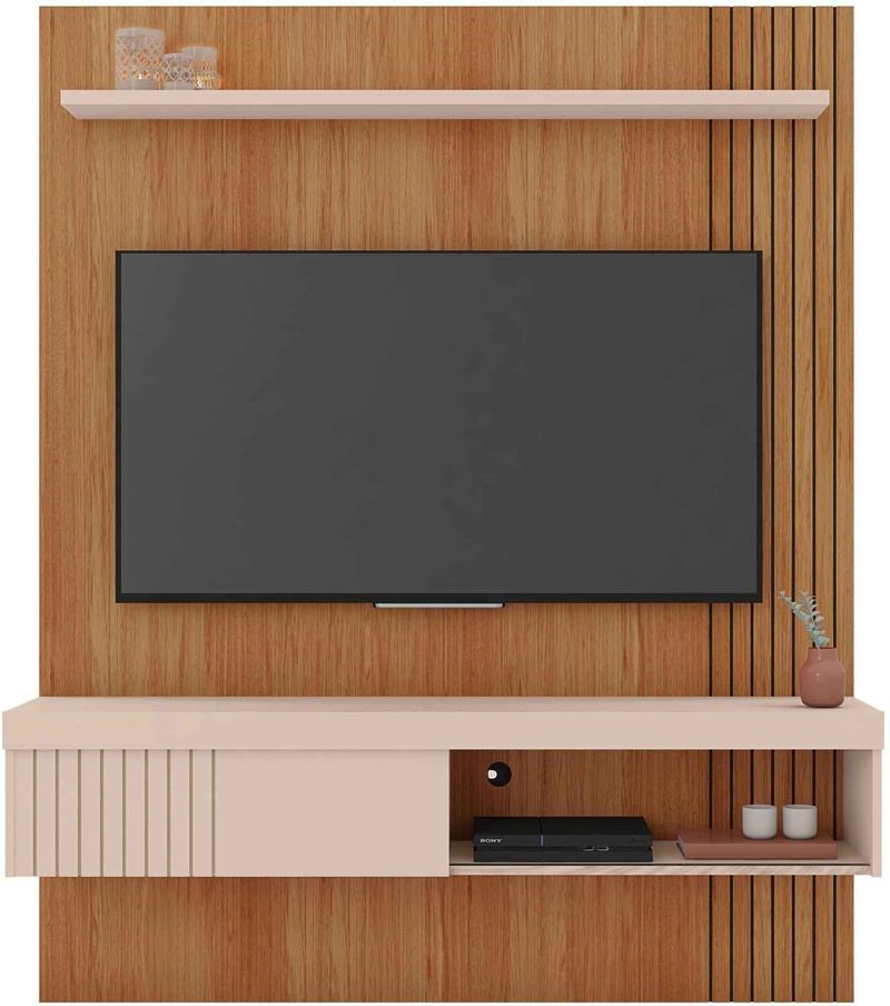 Painel Para TV Caemmun Jade Suspenso até 60 Polegadas 1 Porta 150cm30473 Freijó/Off White-ns_208762_1